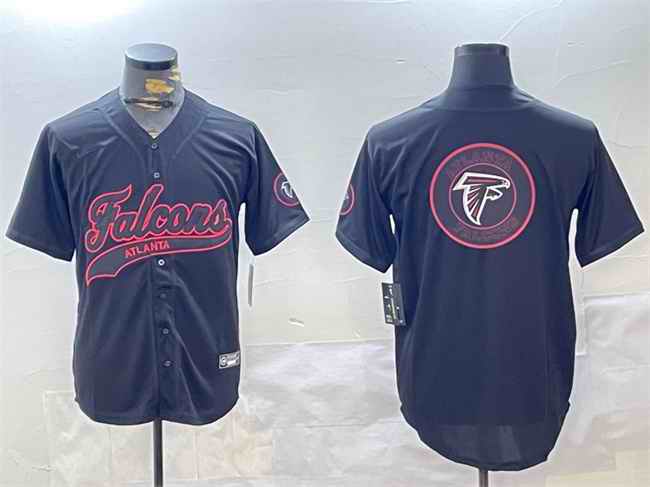 Men's Atlanta Falcons Team Big Logo Black With Patch Cool Base Stitched Baseball Jersey